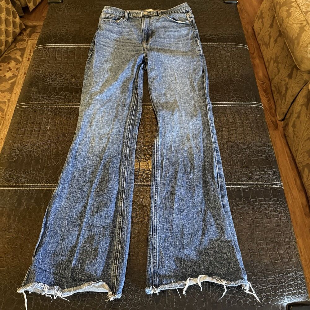 Pacsun Women's Blue High Rise Stretch Bootcut Denim Jeans Pants Size 28 Raw Hem